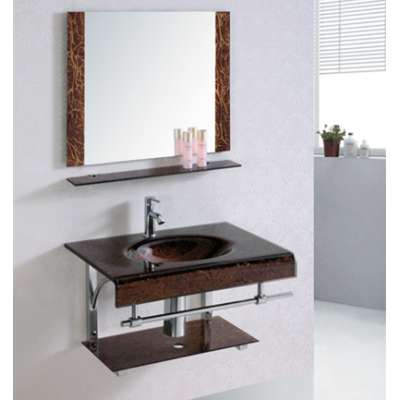 Hangzhou Manufacture Retro And Popular Glass Wash Hand Basin Vanity With Mirror